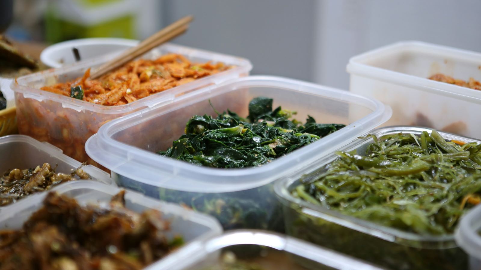 Leftovers kept in plastic boxes
